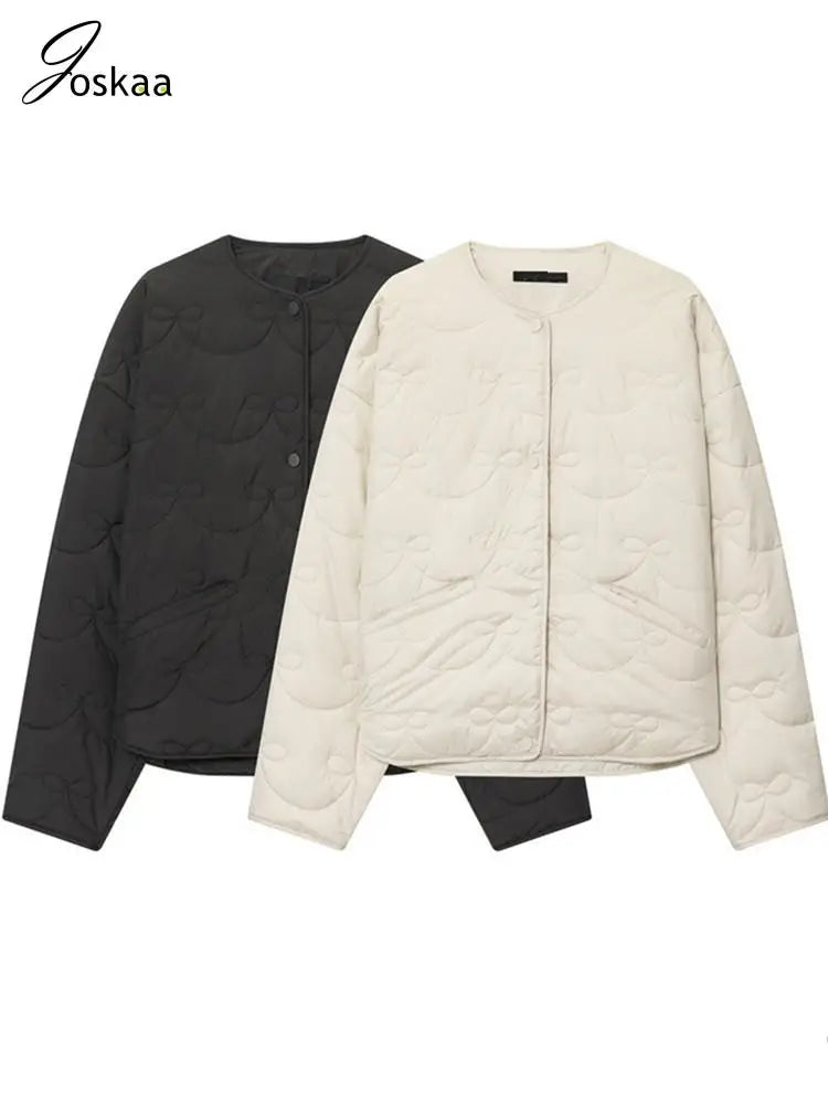 Women's Long Sleeve Bow Detail Round Jacket – Women's Fashion Wholesale – Front View