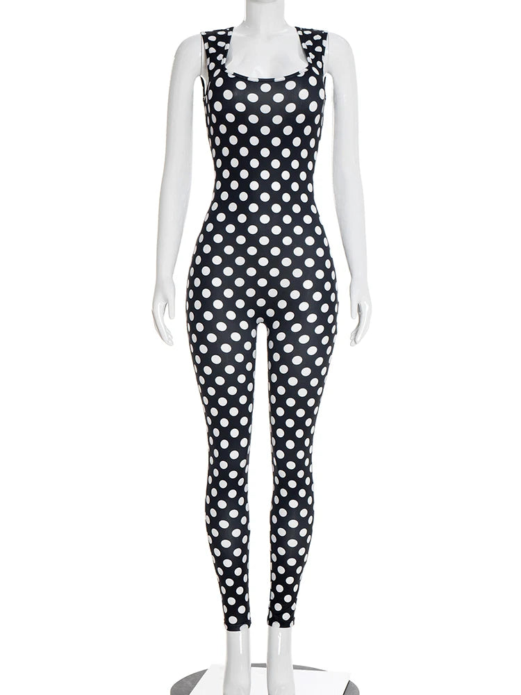 Joskaa Polka Dot Backless Sleeveless Bodycon Romper - romper image 2