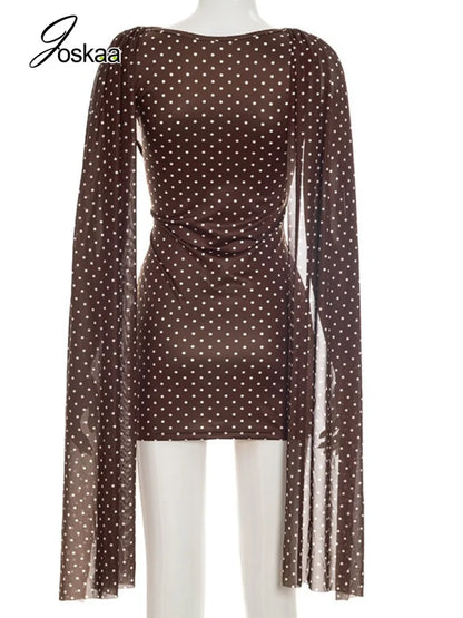Women's Polka Dot Mesh Bodycon Mini Dress - Detail View