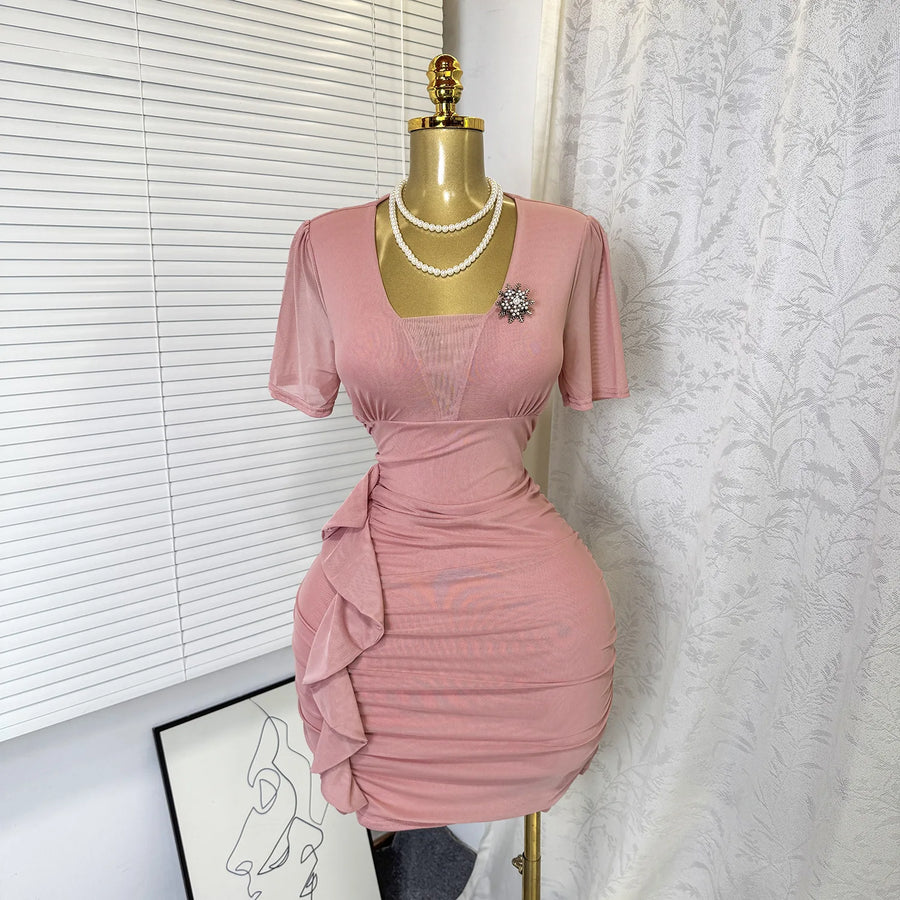 Women's Mesh Ruched Bodycon Mini Dress - Additional View 7