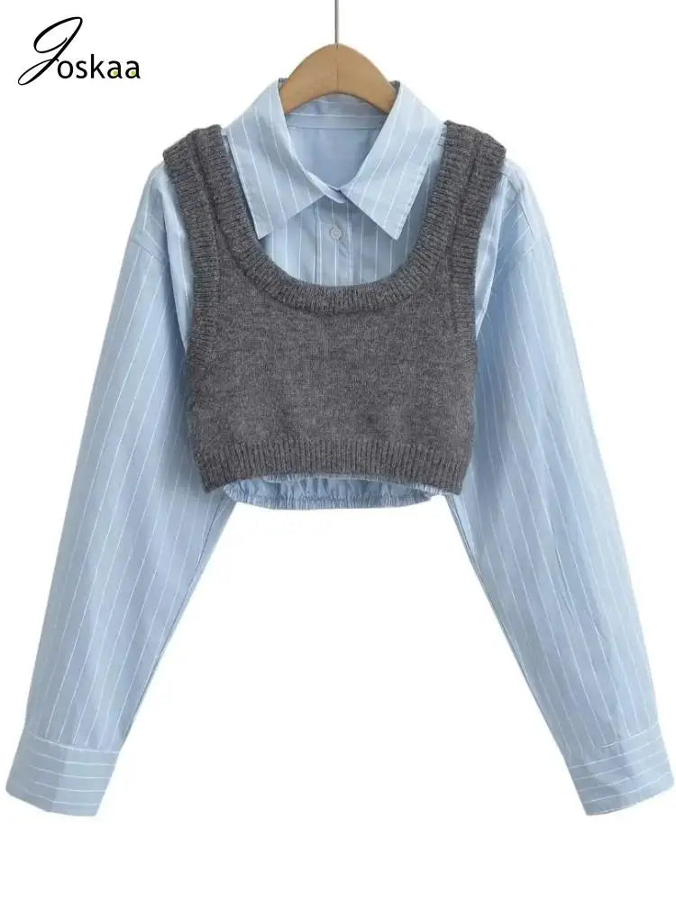 Women's Knit Long Sleeve Crop Two Piece Set Dark Gray – Back View
