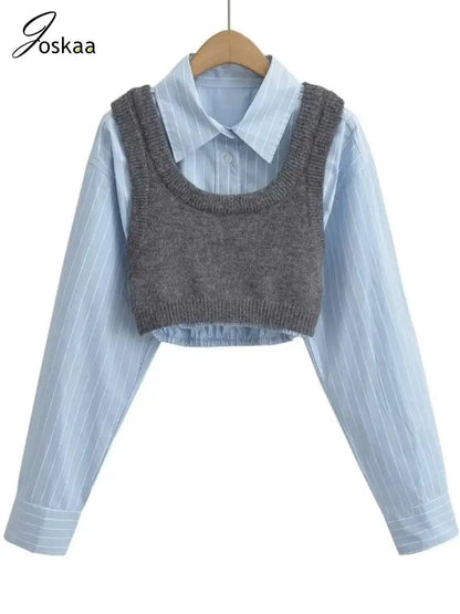 Women's Knit Long Sleeve Crop Two Piece Set Dark Gray – Back View