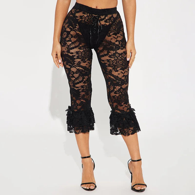 Women's Lace Crop Jacquard Cropped Bandage Top