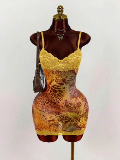Women's Floral Print Lace Backless Sleeveless Mini Dress - Detail View 18