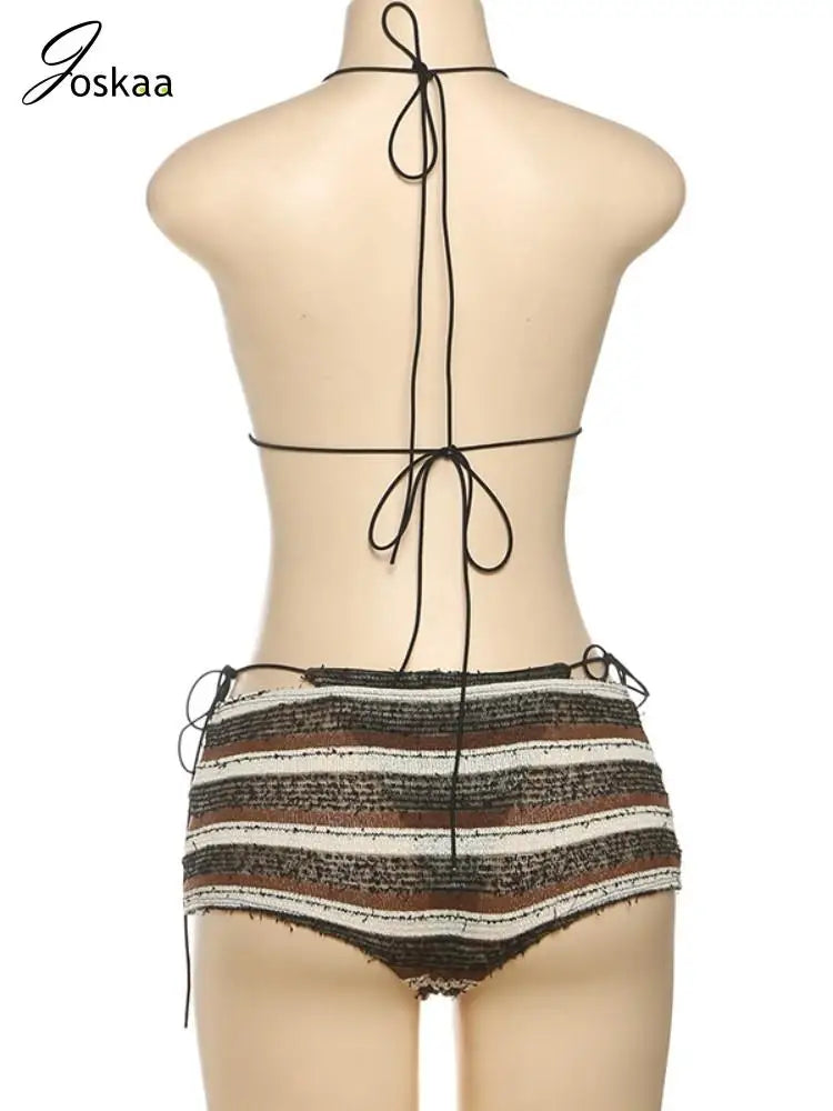 Women's Stripe Beach Bandage Two Piece Set Stripe – Detail View