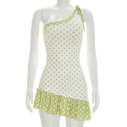 Women's Polka Dot Lace Backless Mini Dress