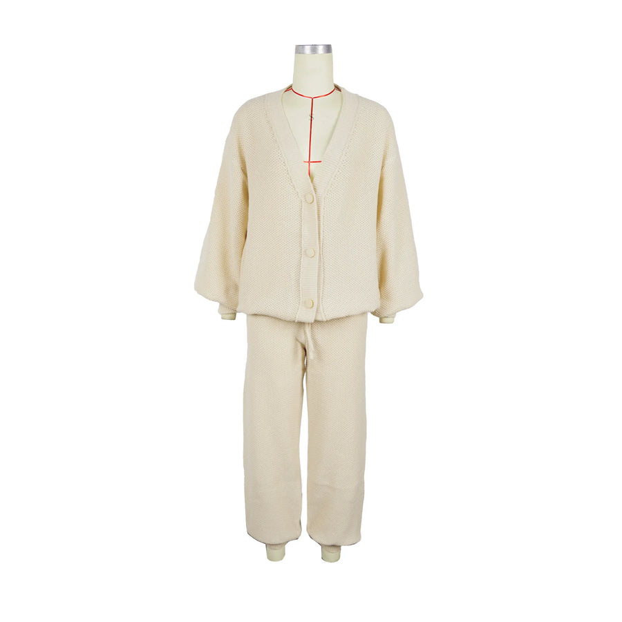 Women's Knit Long Sleeve Ribbed Two Piece Set