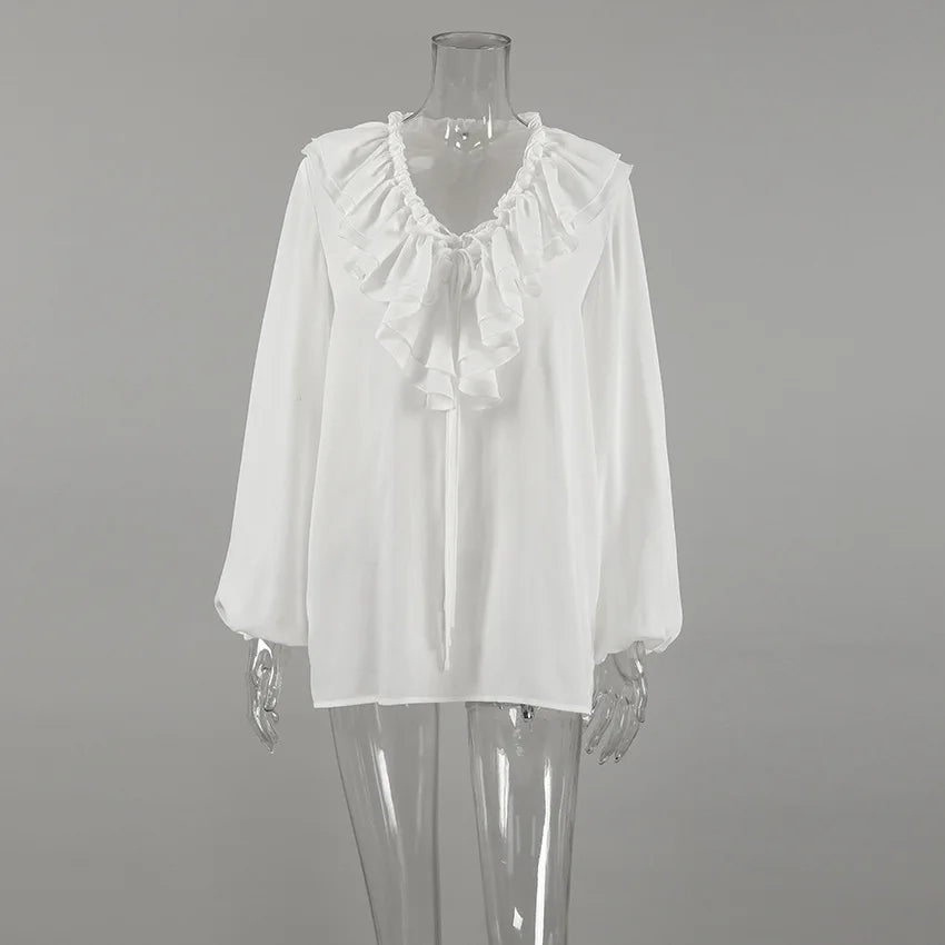 Wholesale Women's White Chiffon Blouse Top