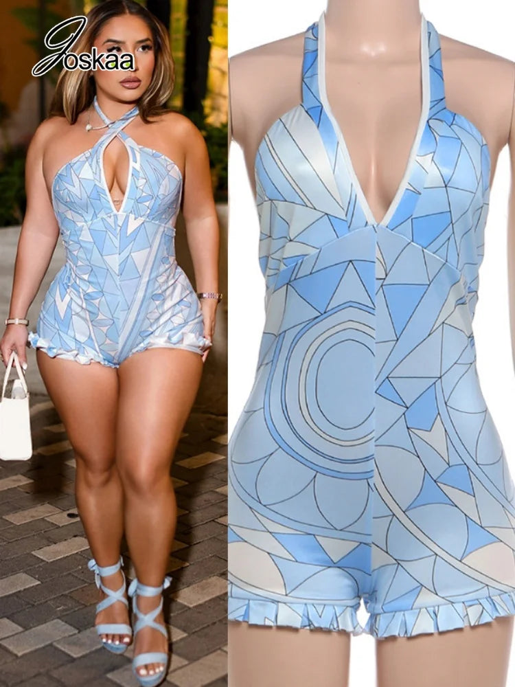 Women's Backless Halter Sleeveless Romper – Women's Fashion Wholesale – Front View