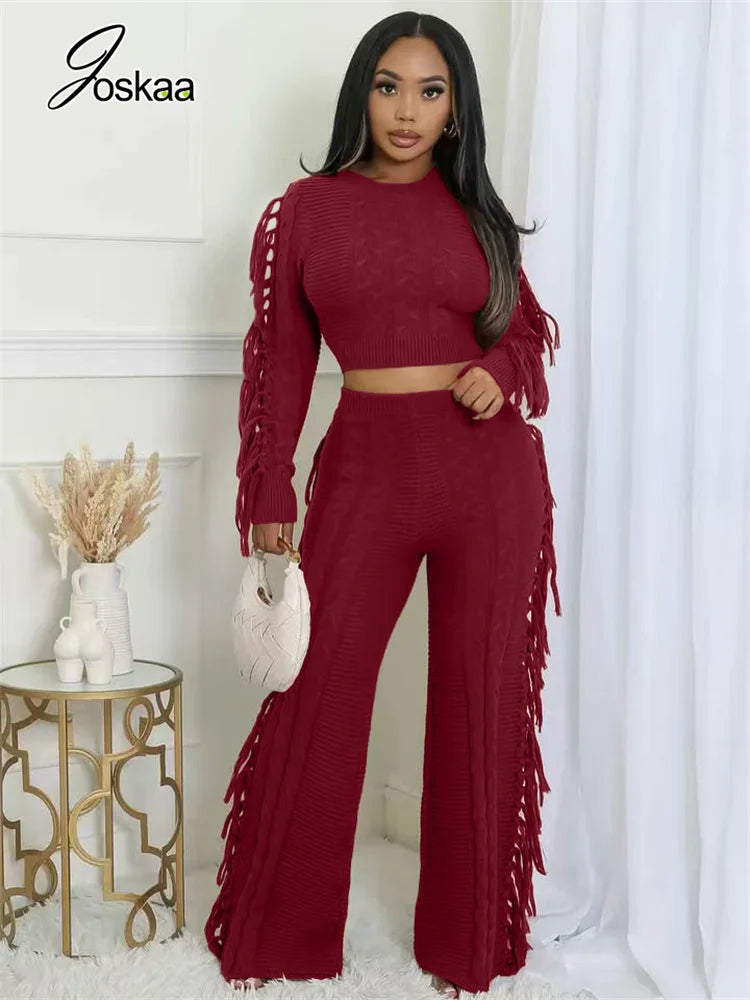 Women's Knit Long Sleeve Ribbed Two Piece Set Army Green – Side View