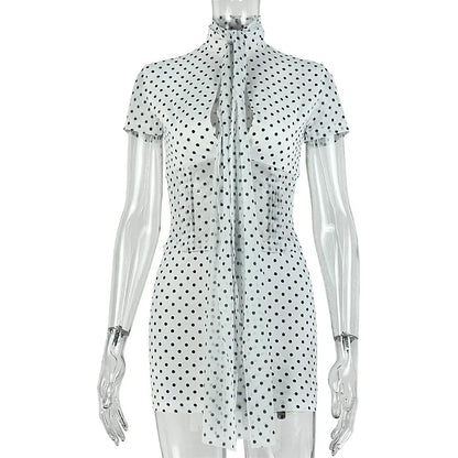 Joskaa Polka Dot Short Sleeve Crop Mini Two Piece Set - two piece set image 5