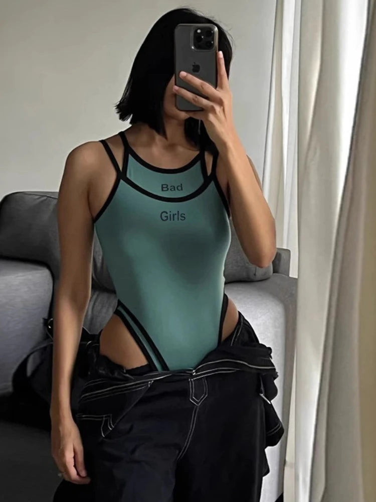 Women's Halter Sleeveless Bodycon Two Piece Set Green – Back View