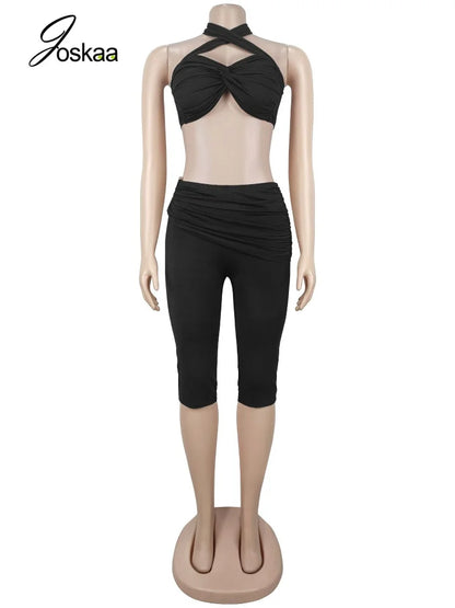 Women's Halter Two Piece Set Criss Cross - Detail View 3