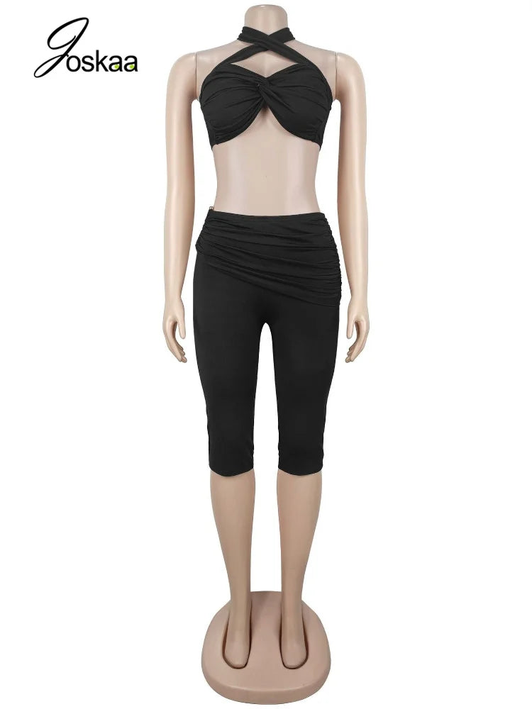 Women's Halter Two Piece Set Criss Cross - Detail View 3