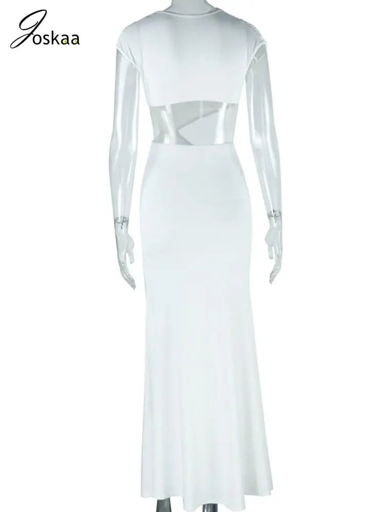 Women's Cutout Sleeveless Pleated Bodycon Dress White – Detail View