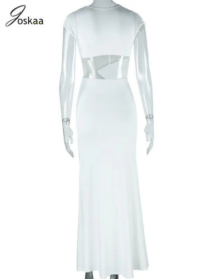 Women's Cutout Sleeveless Pleated Bodycon Dress White – Detail View