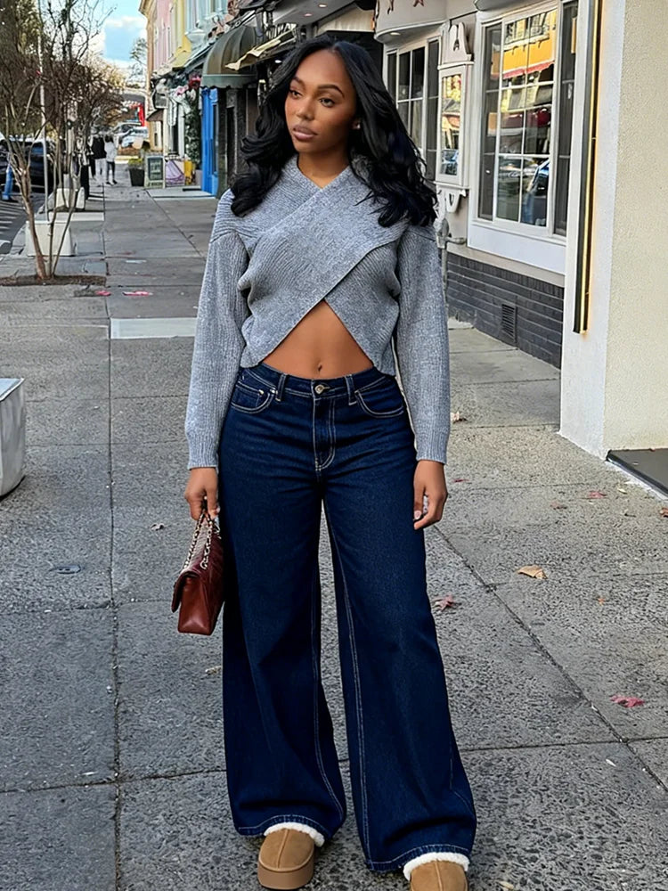 Women's Knit Long Sleeve Bodycon Ribbed Top Gray – Detail View