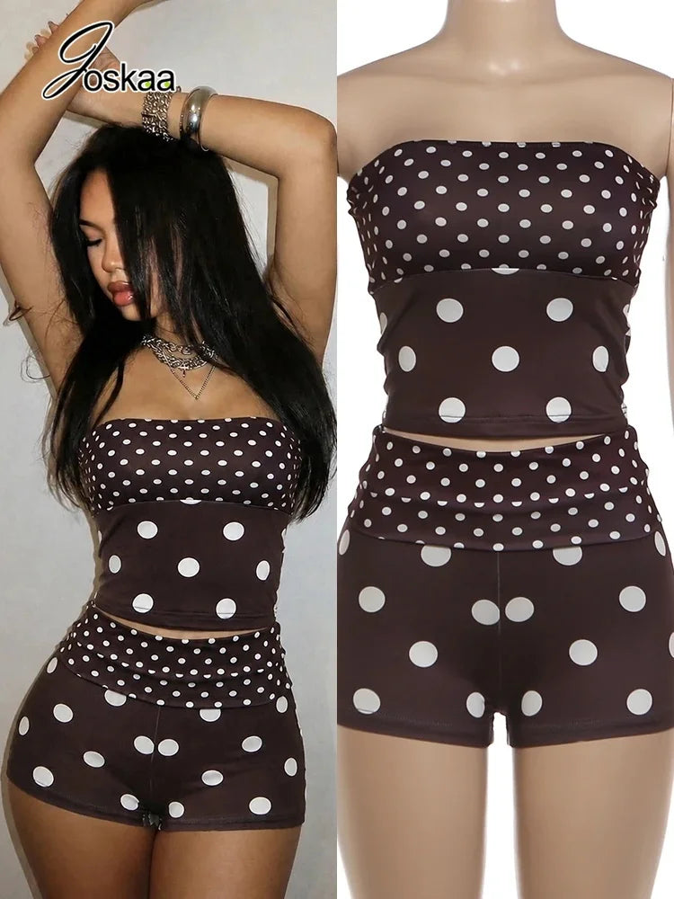 Women's Polka Dot Backless Two Piece Set – Women's Fashion Wholesale – Front View