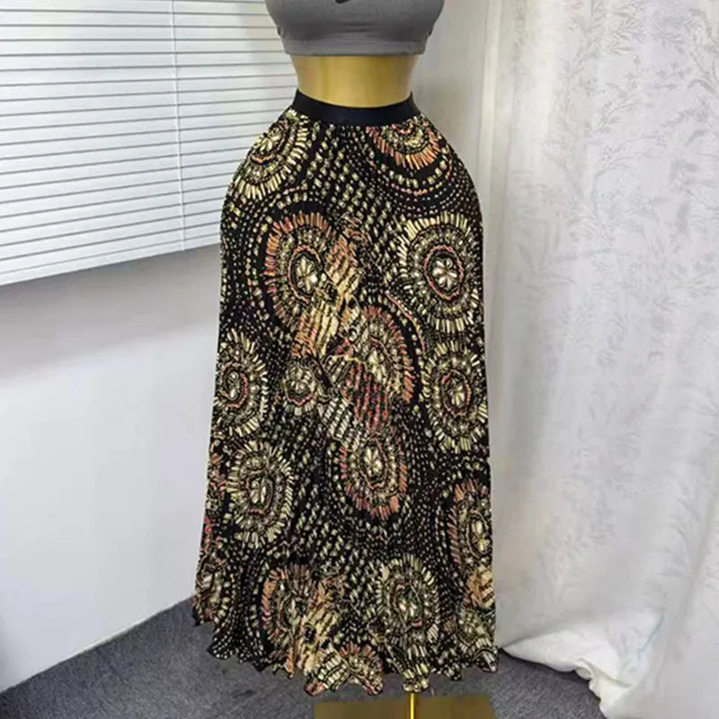 Joskaa Floral Print Pleated High Waist Flare Skirt - skirt image 8
