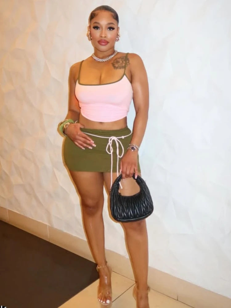 Women's Backless Bodycon Two Piece Set - Front View