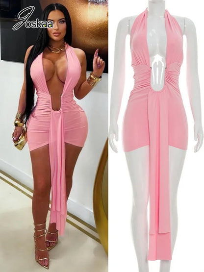 Women's Backless Halter Sleeveless Mini Dress – Women's Fashion Wholesale – Front View