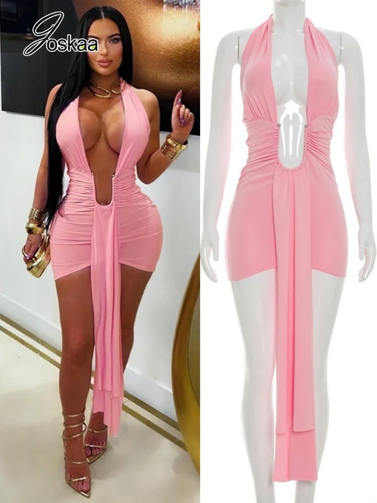Women's Backless Halter Sleeveless Mini Dress – Women's Fashion Wholesale – Front View