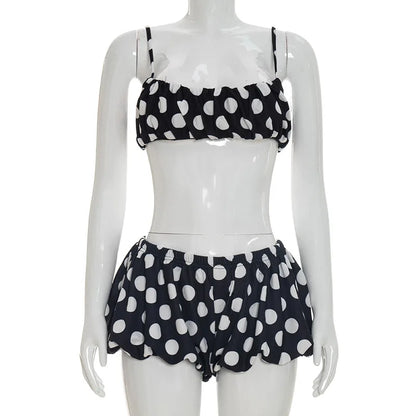 Women's Polka Dot Two Piece Set Print Cropped - Detail View 9