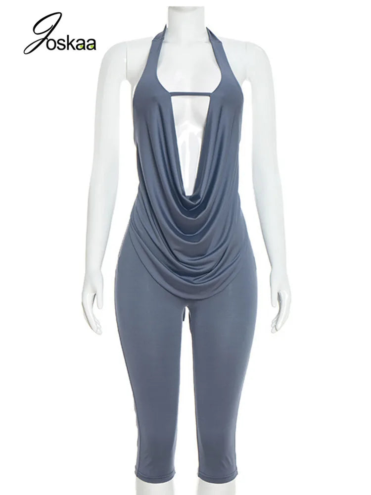 Women's Backless Halter Two Piece Set Bandage - Detail View 3
