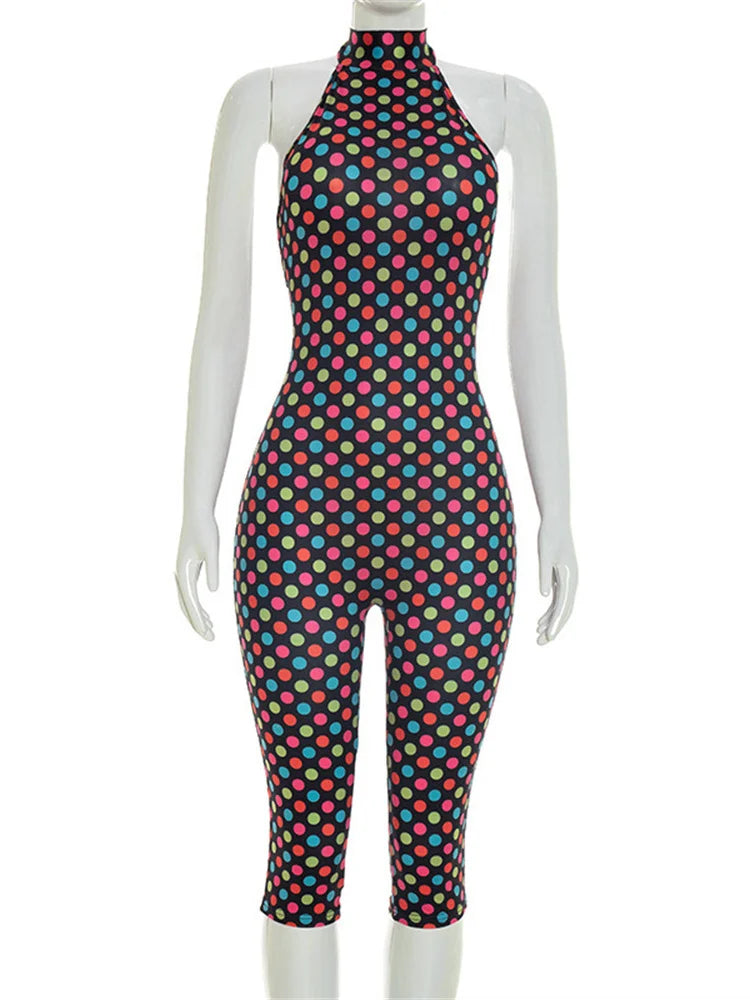 Joskaa Polka Dot Backless Halter Sleeveless Romper - romper image 2