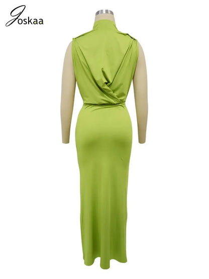 Women's Ruched Cutout Sleeveless Maxi Dress Rose Purple – Detail View