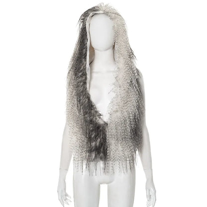 Women's Backless Halter Hooded Fall Faux Top