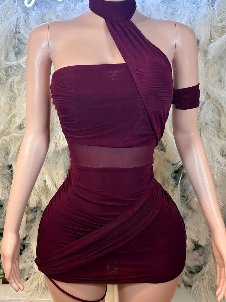 Joskaa Mesh Backless Halter Sleeveless Mini Dress - mini dress image 7