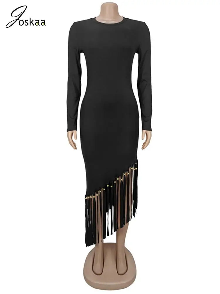 Wholesale Women's Long Sleeve Bodycon Maxi Dress Black – Back View