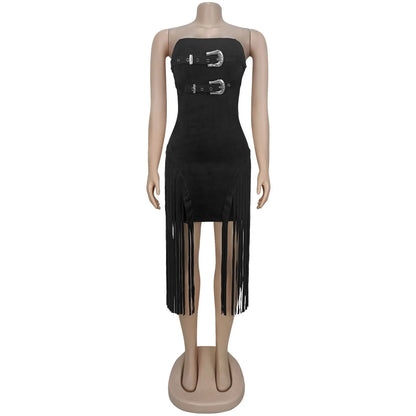 Women's Strapless Elegant Suede Fleece Bodycon Dress