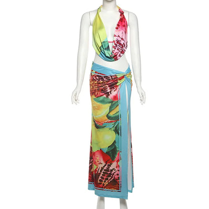 Wholesale Women's Backless Halter Two Piece Set