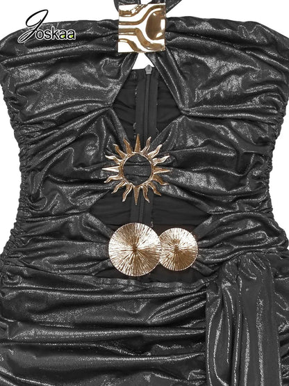 Women's Ruched Cutout Halter Bodycon Maxi Dress - Detail View 5