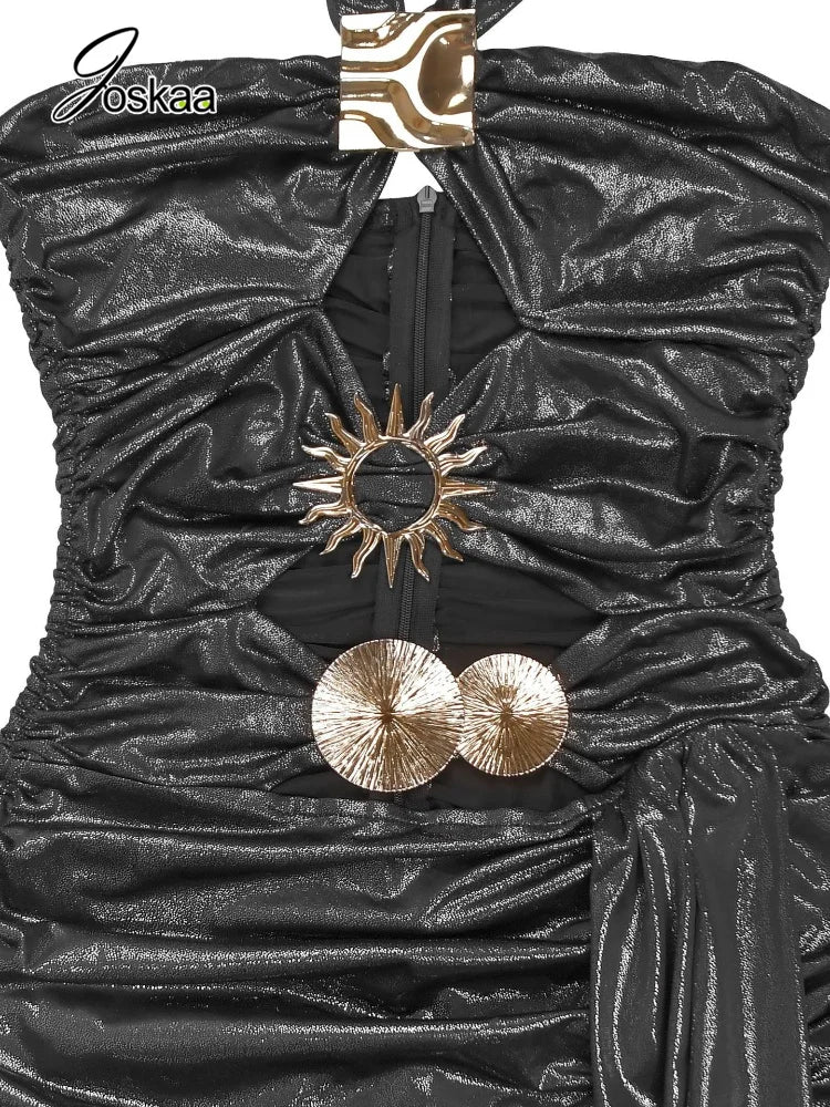 Women's Ruched Cutout Halter Bodycon Maxi Dress - Detail View 5