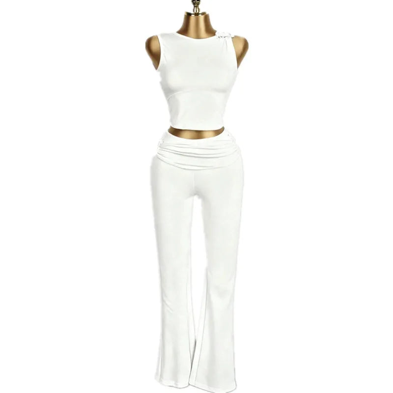 Joskaa Ruched Crop Flare Two Piece Set - two piece set image 6