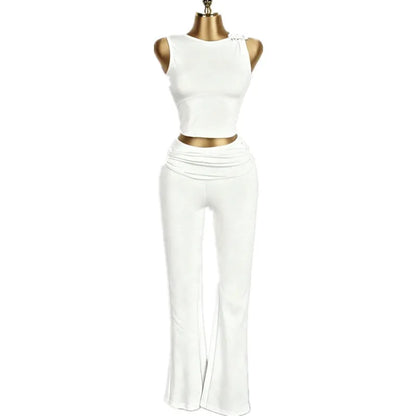 Joskaa Ruched Crop Flare Two Piece Set - two piece set image 6