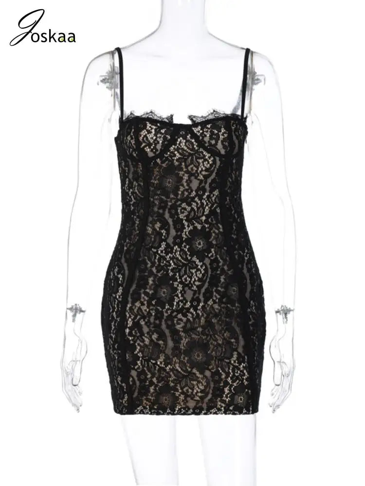 Women's Lace Double Deck Spaghetti Mini Dress White – Back View
