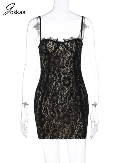 Women's Lace Double Deck Spaghetti Mini Dress White – Back View
