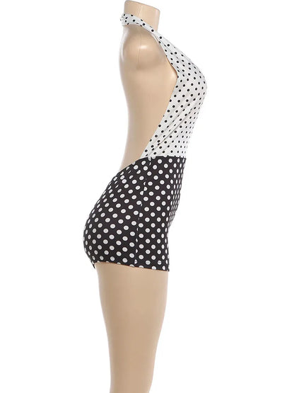 Joskaa Polka Dot Backless Halter Sleeveless Romper - romper image 3