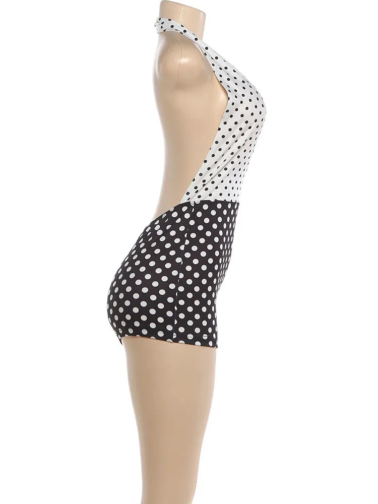 Joskaa Polka Dot Backless Halter Sleeveless Romper - romper image 3