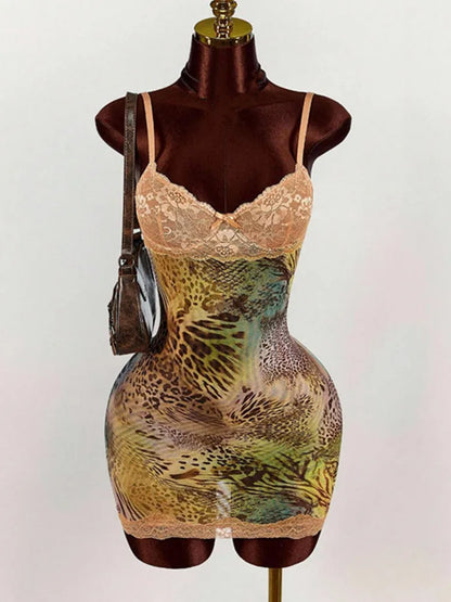 Joskaa Floral Print Lace Backless Bodycon Mini Dress - mini dress image 8