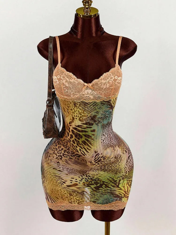 Joskaa Floral Print Lace Backless Bodycon Mini Dress - mini dress image 8