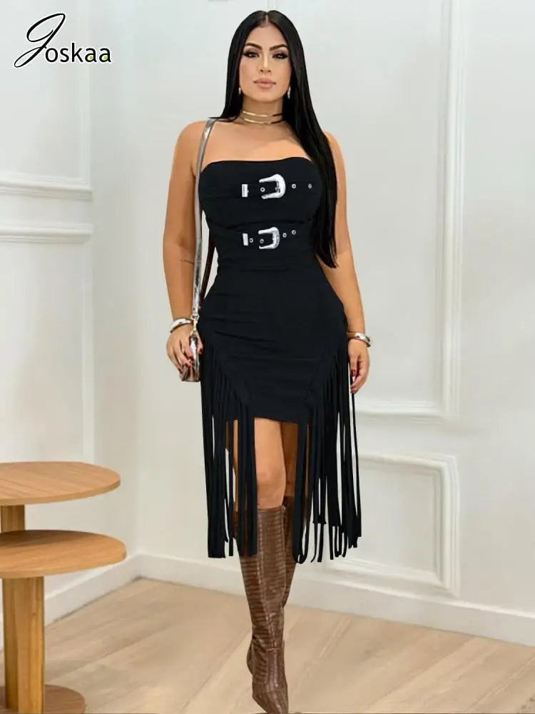 Women's Strapless Elegant Suede Fleece Bodycon Dress Black – Side View