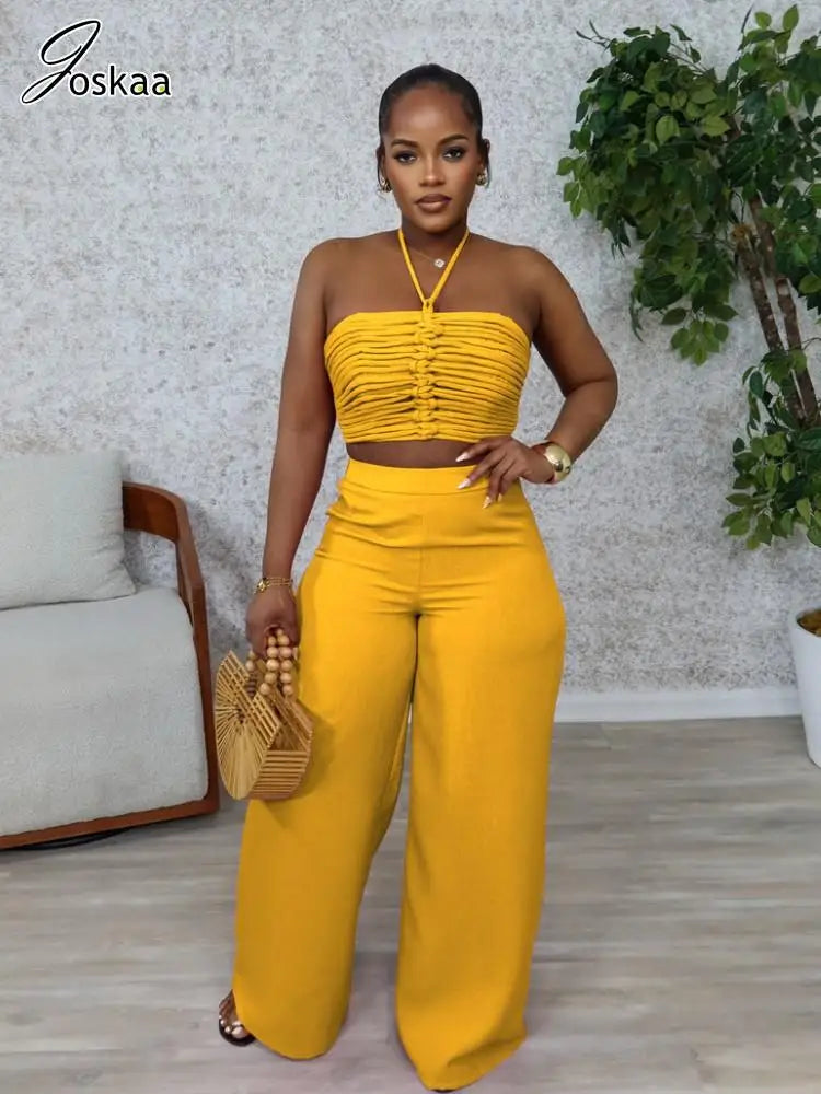 Women's Ruched Halter Strapless Two Piece Set – Women's Fashion Wholesale – Front View