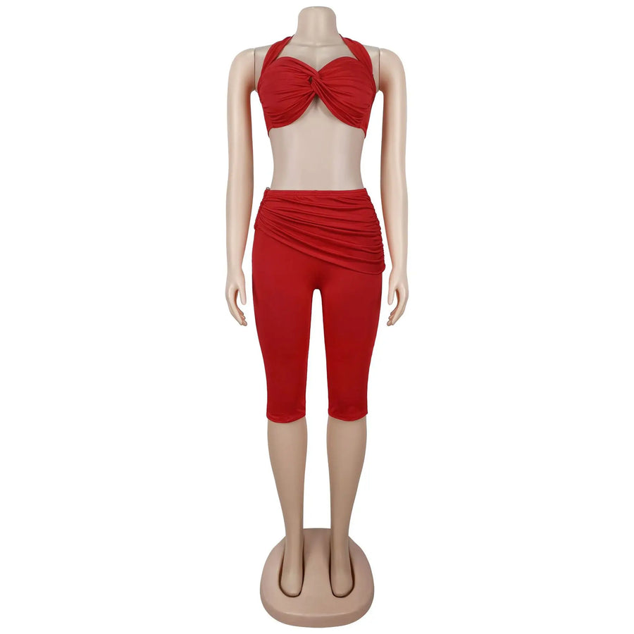 Women's Halter Two Piece Set Criss Cross - Detail View 6