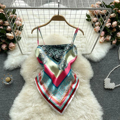 Wholesale Women's Backless Irregular Print Dress