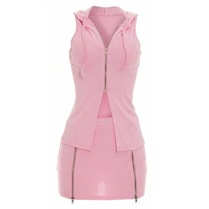 Women's Zip Up Sleeveless Two Piece Set - Additional View 7